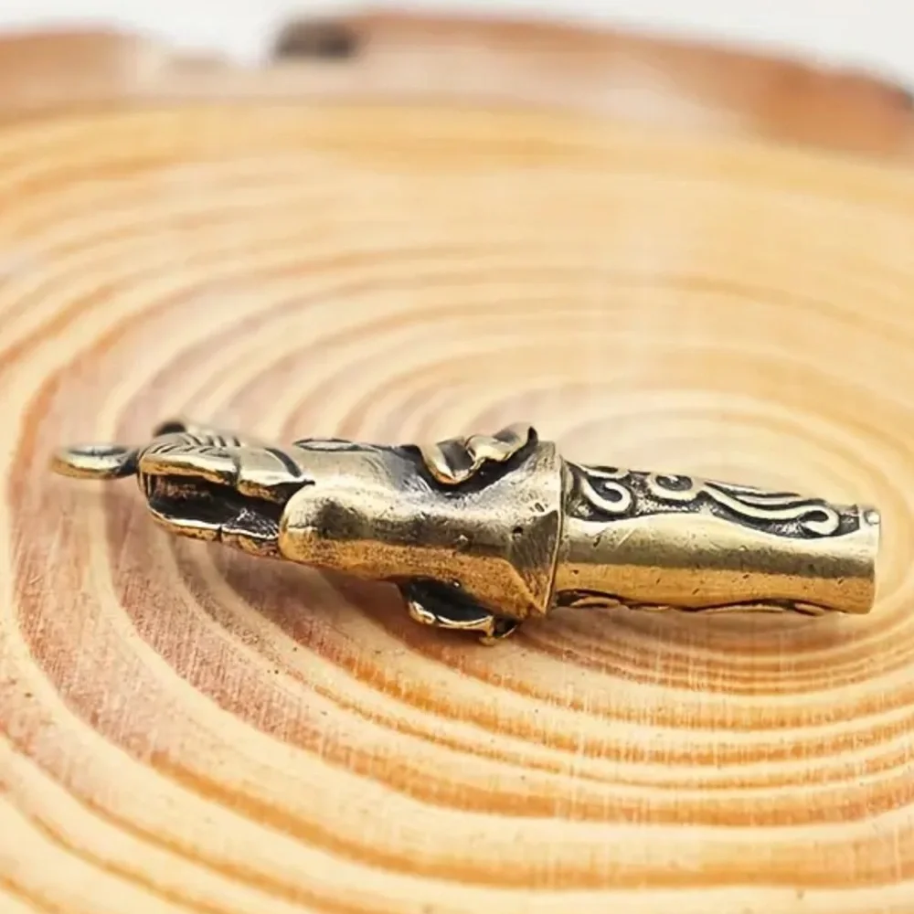 Vintage brass elephant whistle pendant